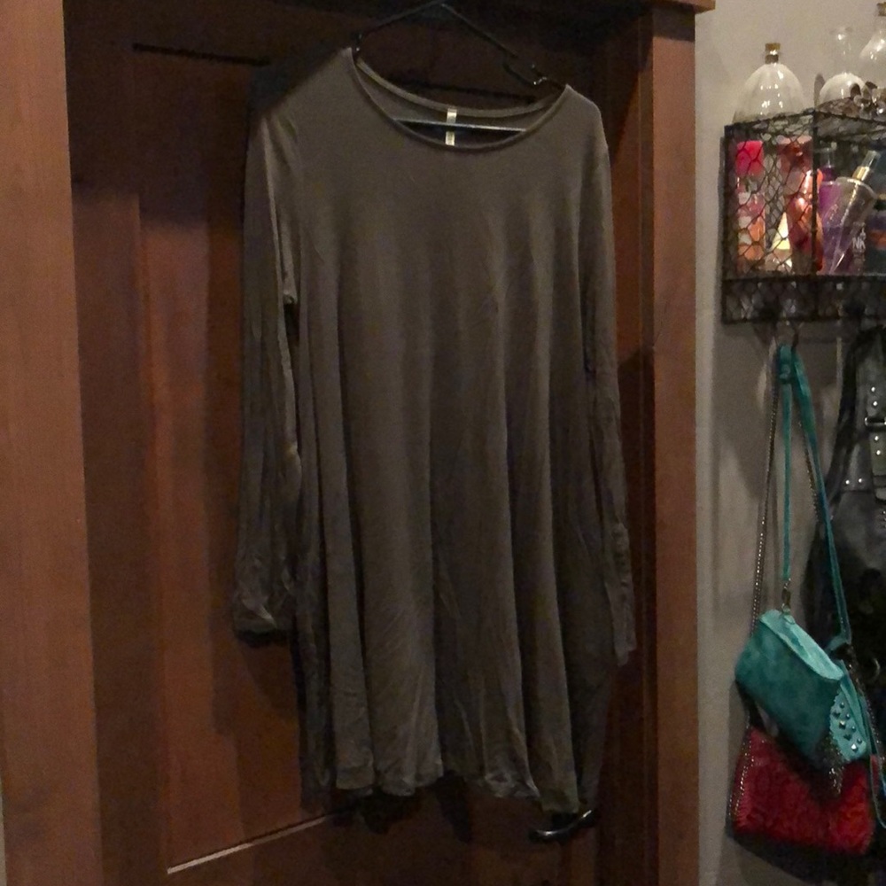 Olive Green Long Sleeve Mini Dress